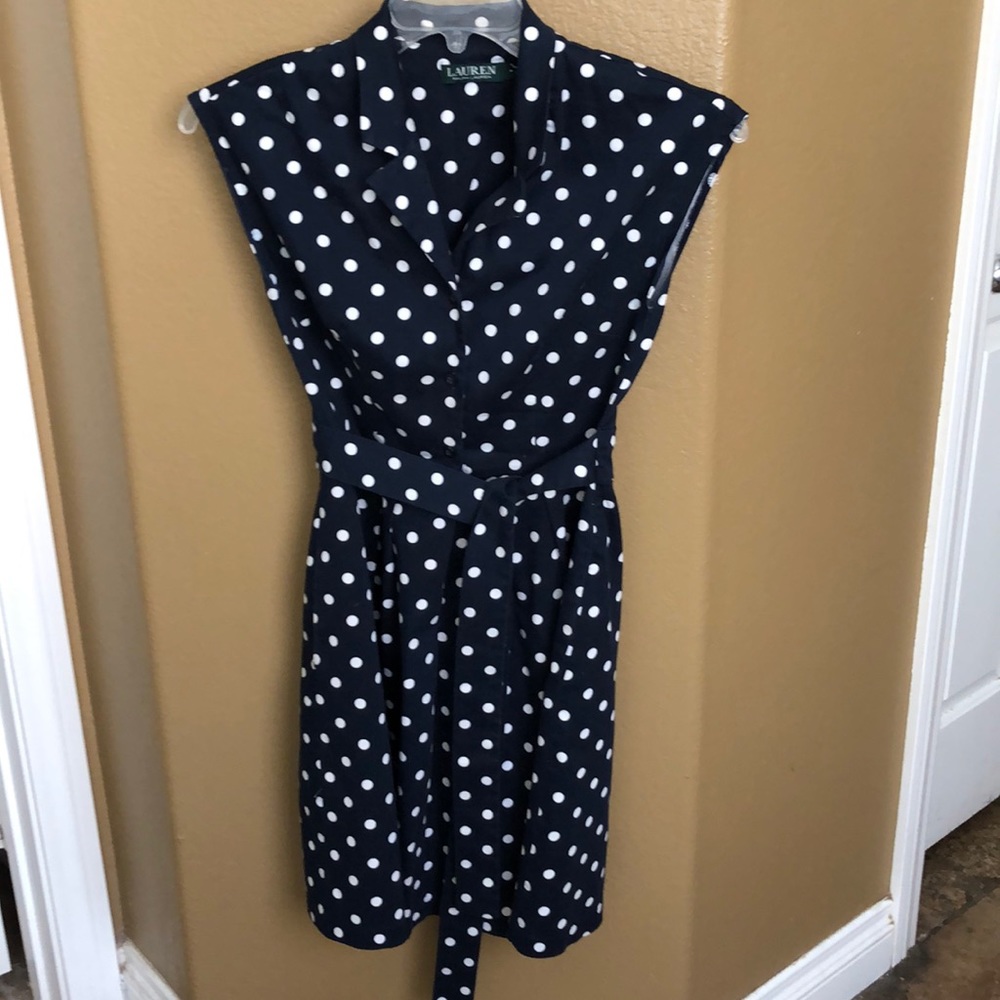 Navy polka dot dress